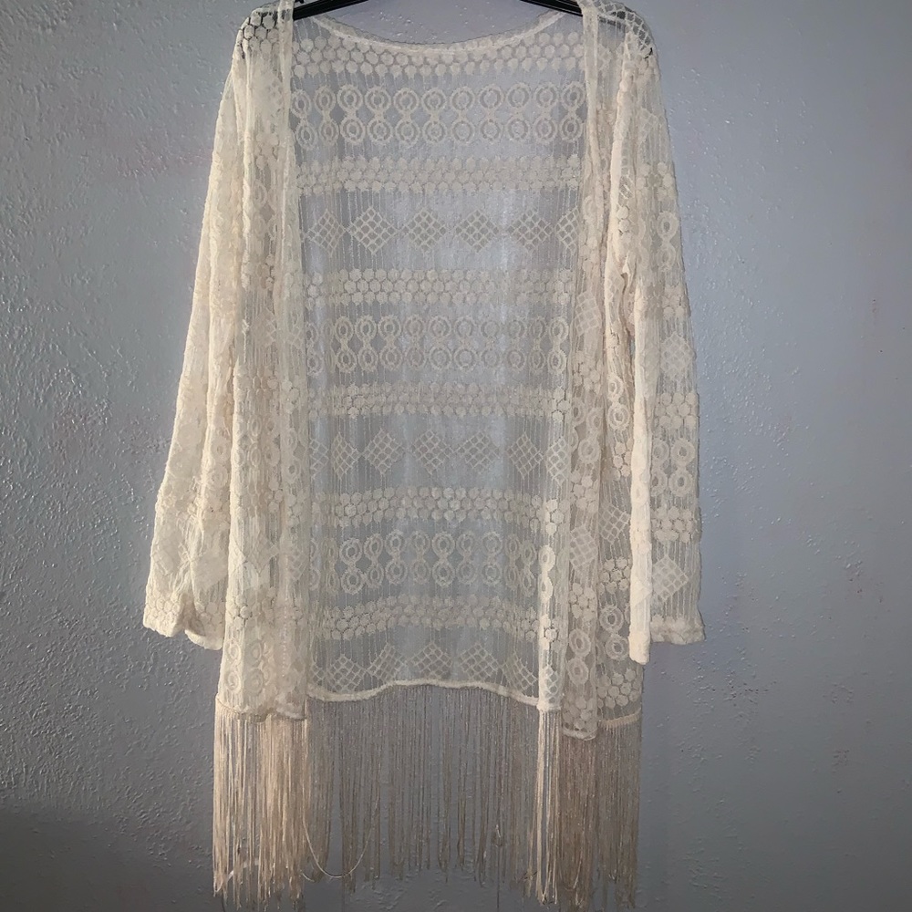 White see through cardigan